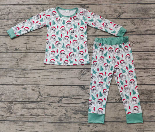 Baby Boys Christmas Santa Tree Top Checkered Pants Bamboo Pajamas