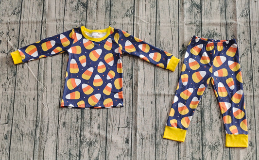 Baby Kids Black Long Sleeves Candy Plaid Top Pant Pajamas Sets