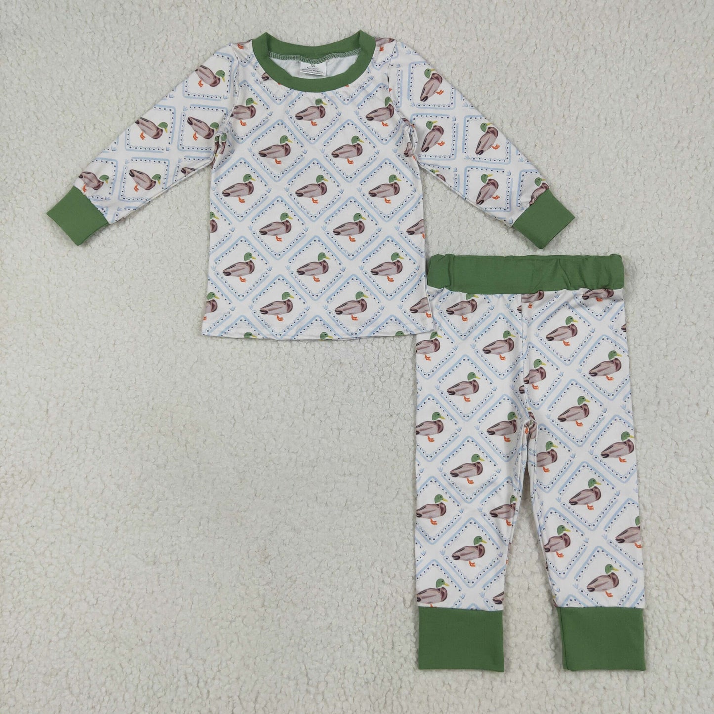 Sibling Baby Boys Long Sleeves Ducks Plaid Top Pants Western Pajamas Set