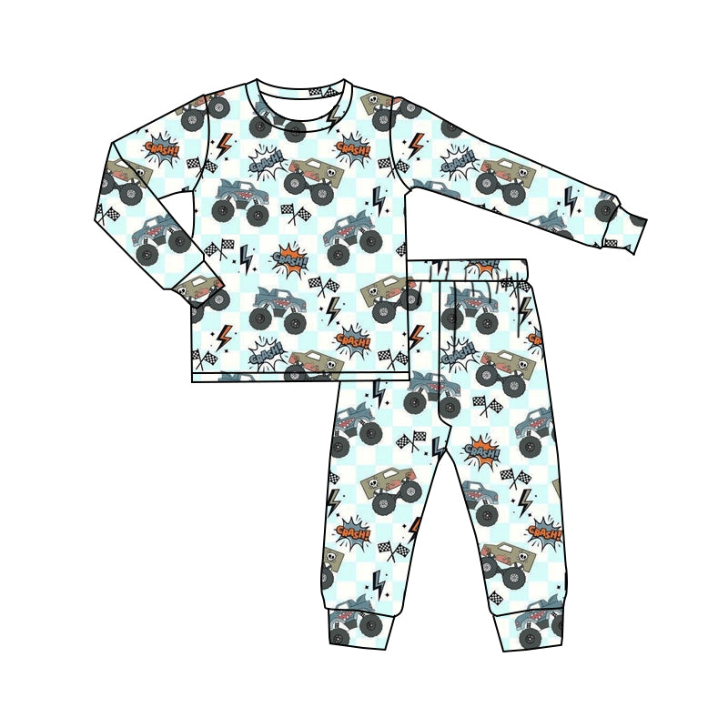 Baby Boys Long Sleeves Crash Motors Top Pant Pajamas Set Preorder