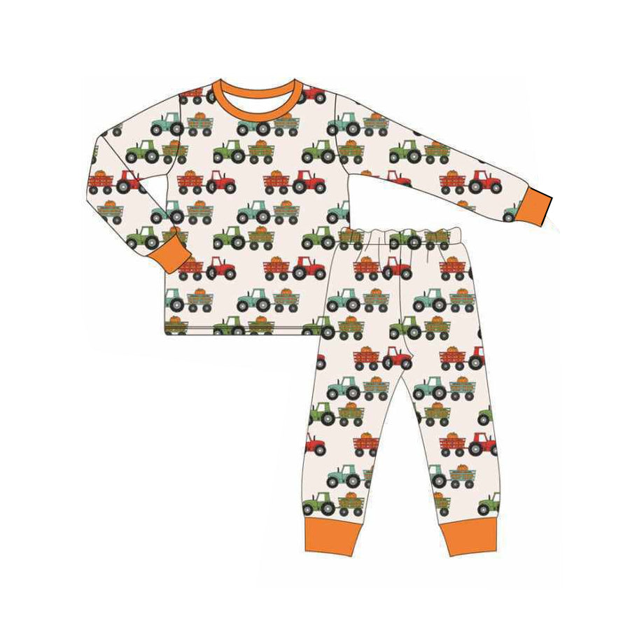 Baby Boys Long Sleeves Pumpkins Trucks Top Pant Pajamas Set Preorder