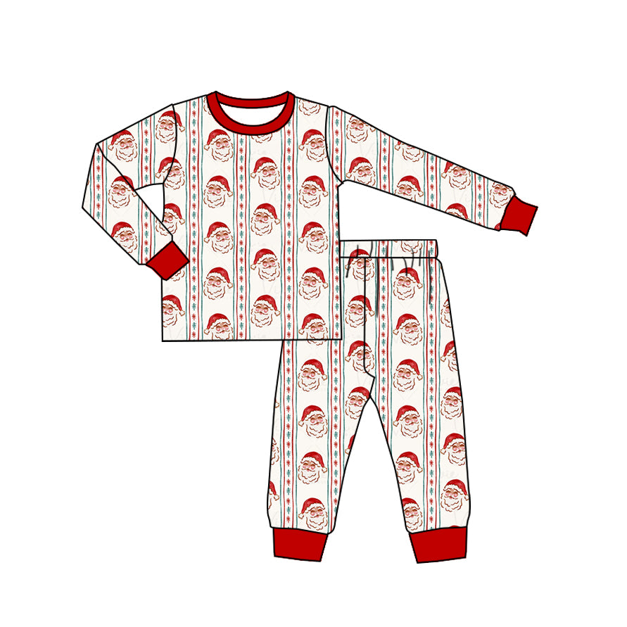 Preorder moq 5 Baby Boys Long Sleeves Santa Stripes Top Pant Pajamas Set