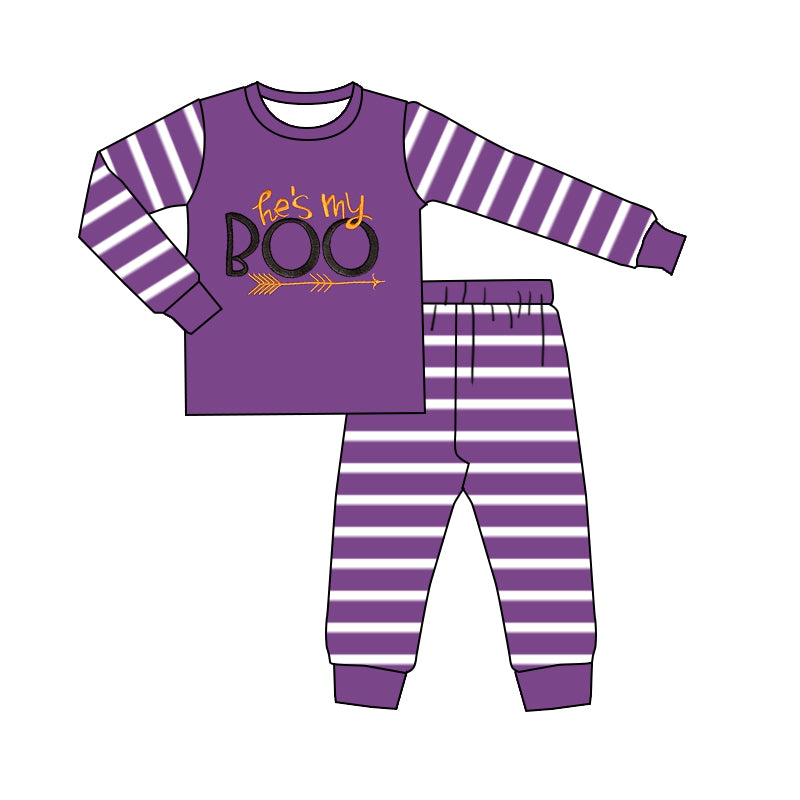 Baby Boys Long Sleeves He's My BOO Top Pant Pajamas Set Preorder