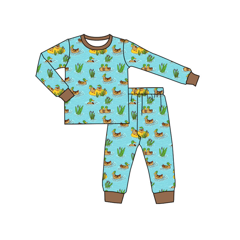 Baby Boys Ducks Plaid Top Pants Pajamas Set Preorder