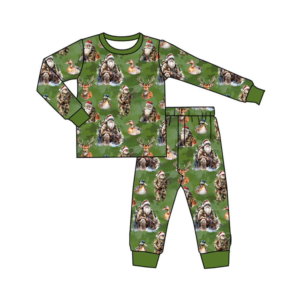 Baby Boys Santa Deer Plaid Top Pant Christmas Pajamas Set Preorder