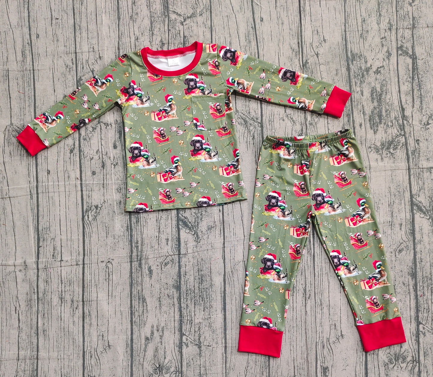 Baby Boys Christmas Hats Dogs Ducks Top Pant Hunting Pajamas Sets