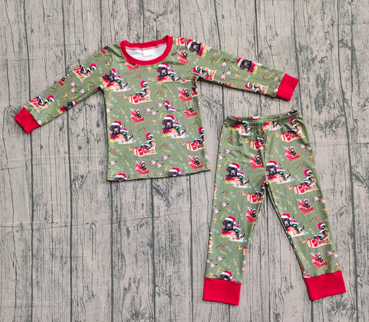 Baby Boys Christmas Hats Dogs Ducks Top Pant Hunting Pajamas Sets