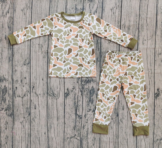 Baby Boys Green Camo Top Pants Southern Pajamas Sets