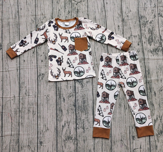 Baby Boys Deer Hunting Pocket Top Pant Pajamas Set