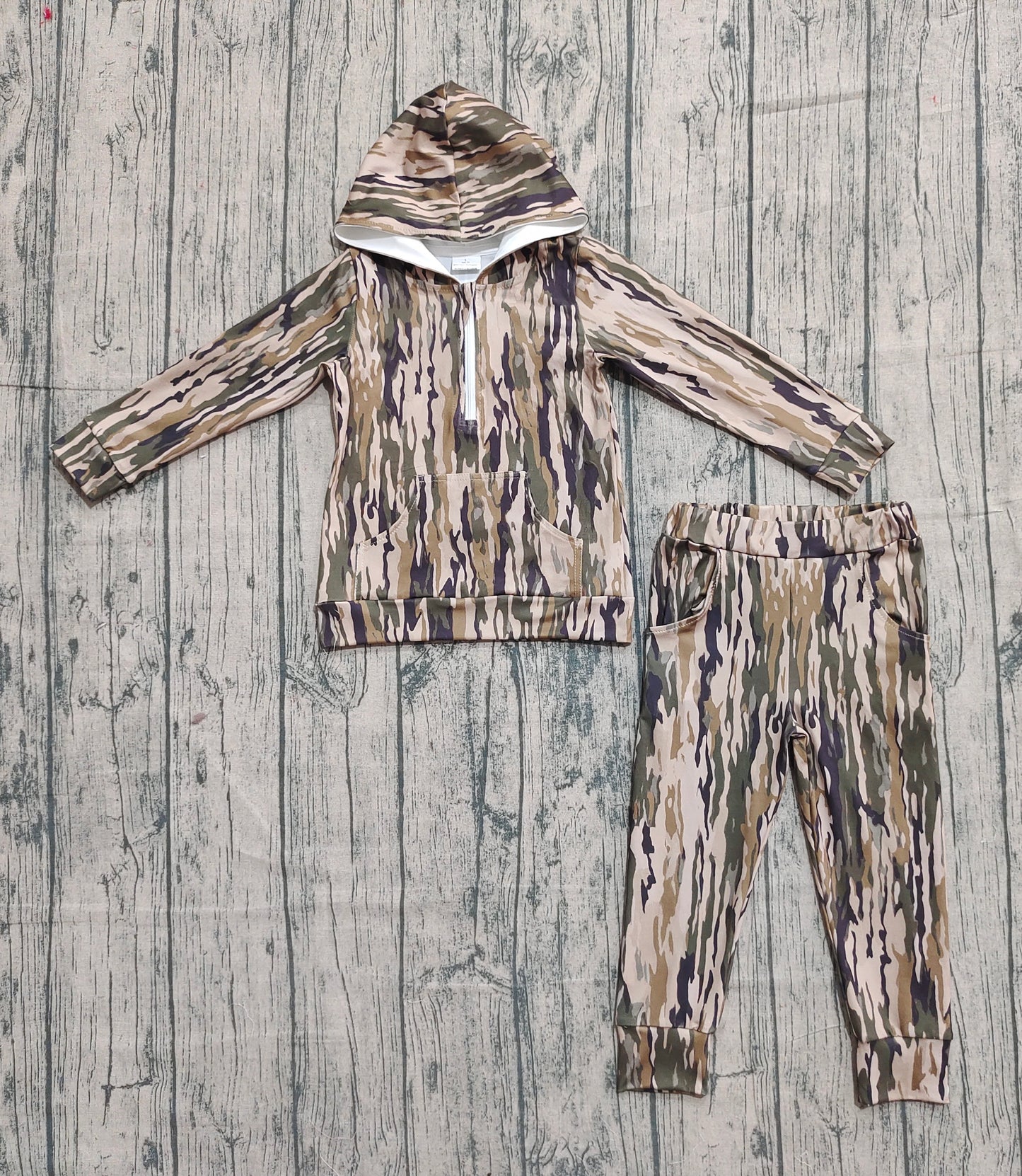 Baby Boys Olive Camo Hoodies Pockets Pants Southern Clothes Sets