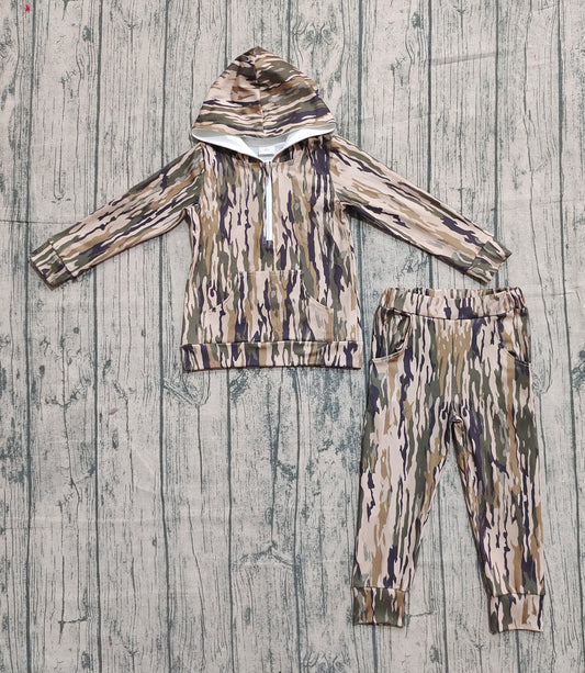 Baby Boys Olive Camo Hoodies Pockets Pants Southern Clothes Sets