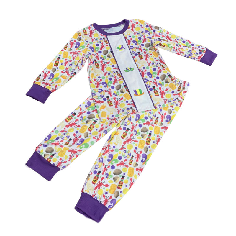 Baby Boys Mardigras Anchors Crayfishes Top Pants Pajamas Sets Preorder