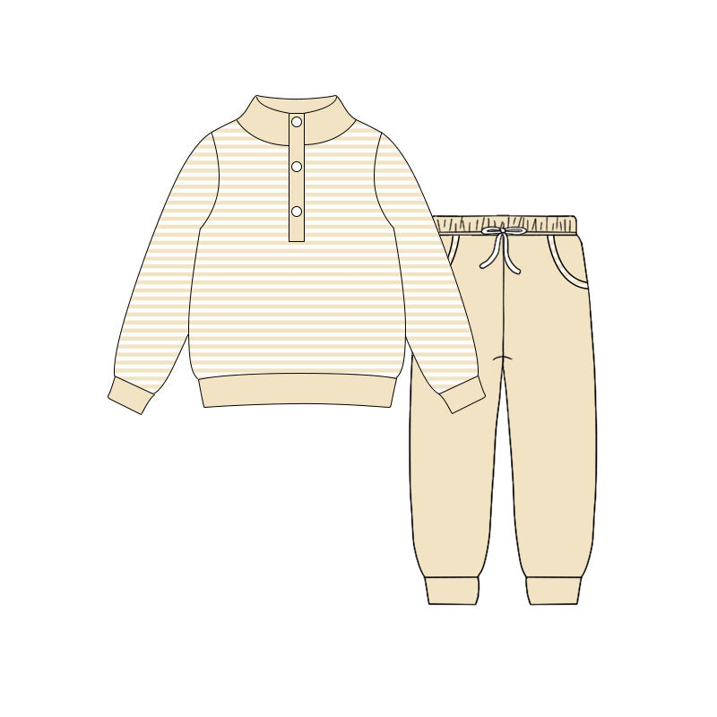 Baby Boys Yellow Stripe Button Top Pockets Jogger Clothes Sets Preorder
