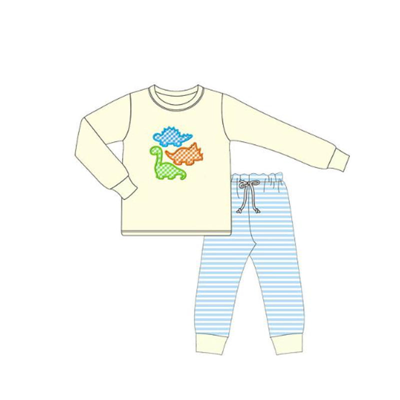 Baby Boys Dinosaurs Top Blue Stripe Pants Clothes Sets Preorder
