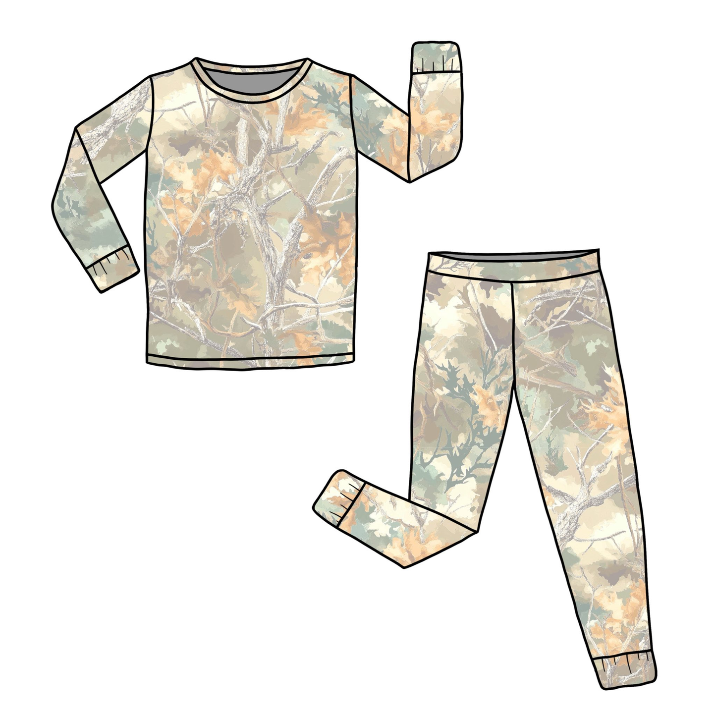 Baby Boys Leaves Camo Top Pants Southern Pajamas Sets Preorder