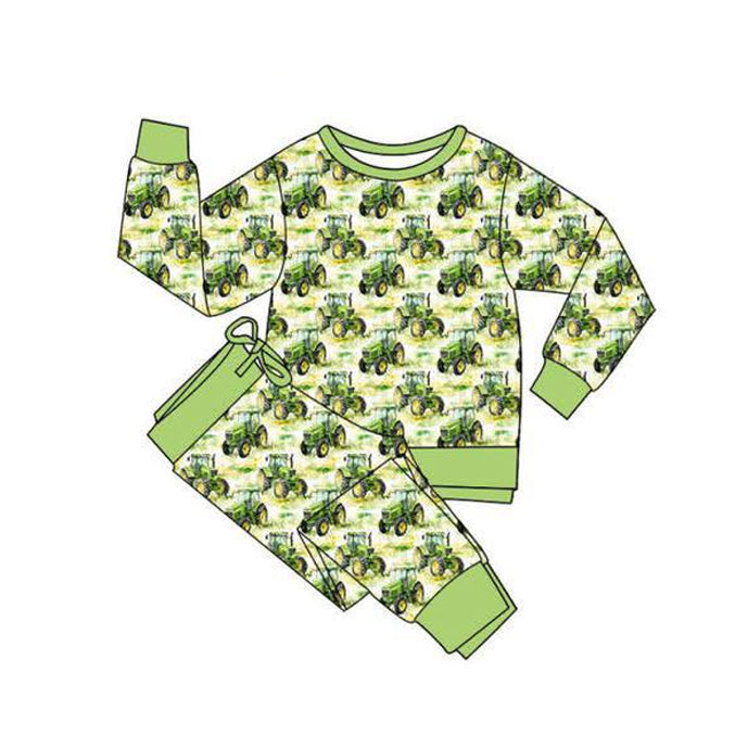 Baby Boys Green Trucks Plaid Top Jogger Farm Clothes Sets Preorder