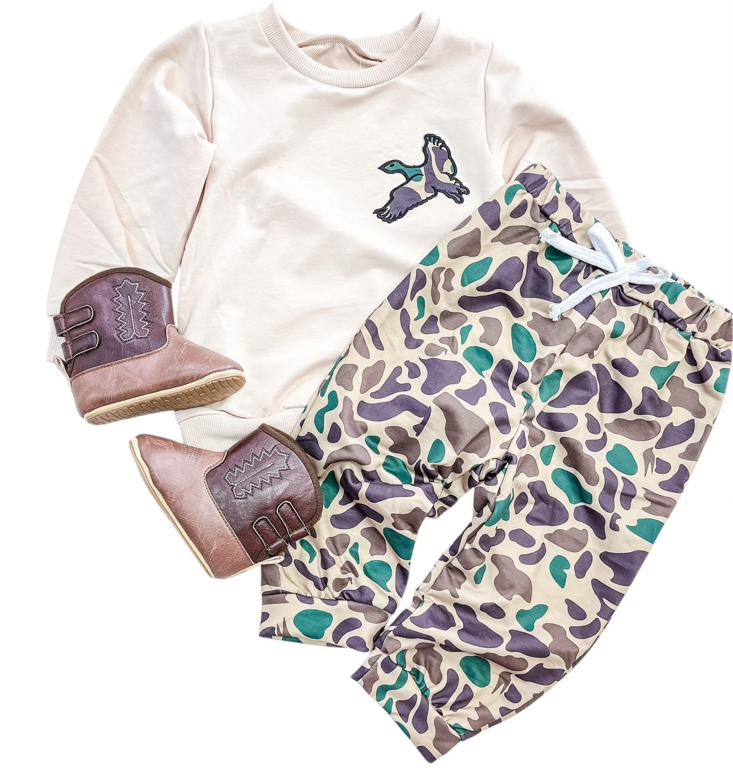 Baby Boys Camo Ducks Top Pants Hunting Clothes Sets Preorder