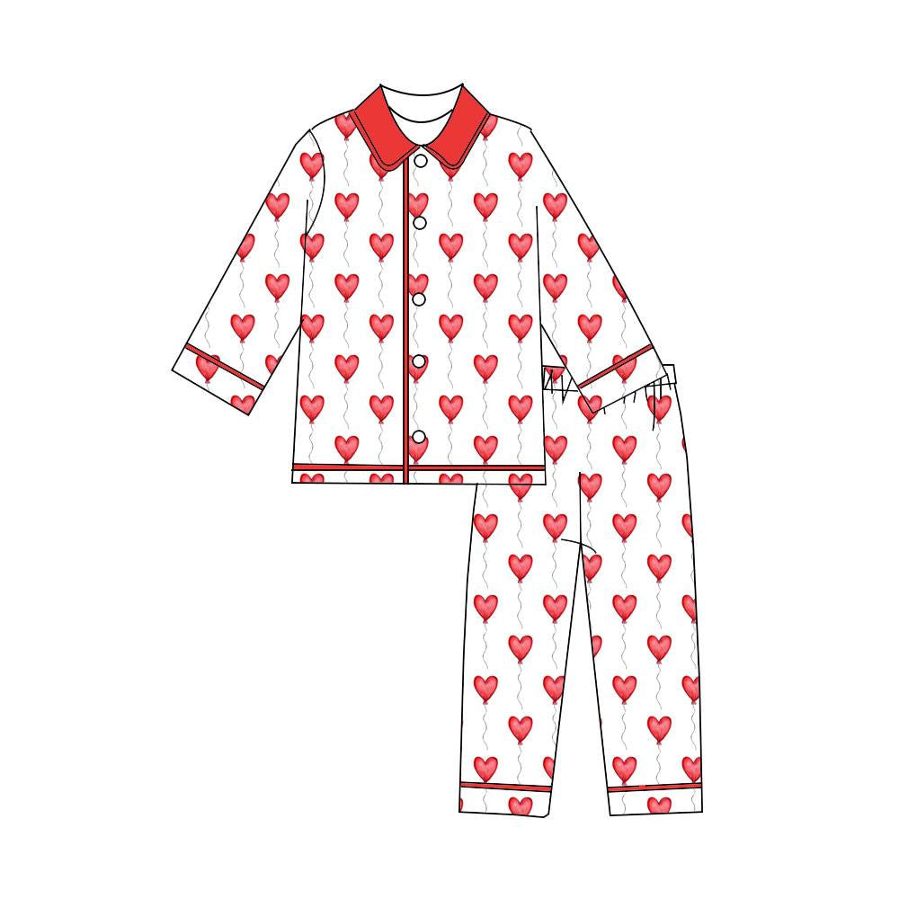 Baby Boys Hearts Balloons Button Pants Valentines Pajamas Sets Preorder