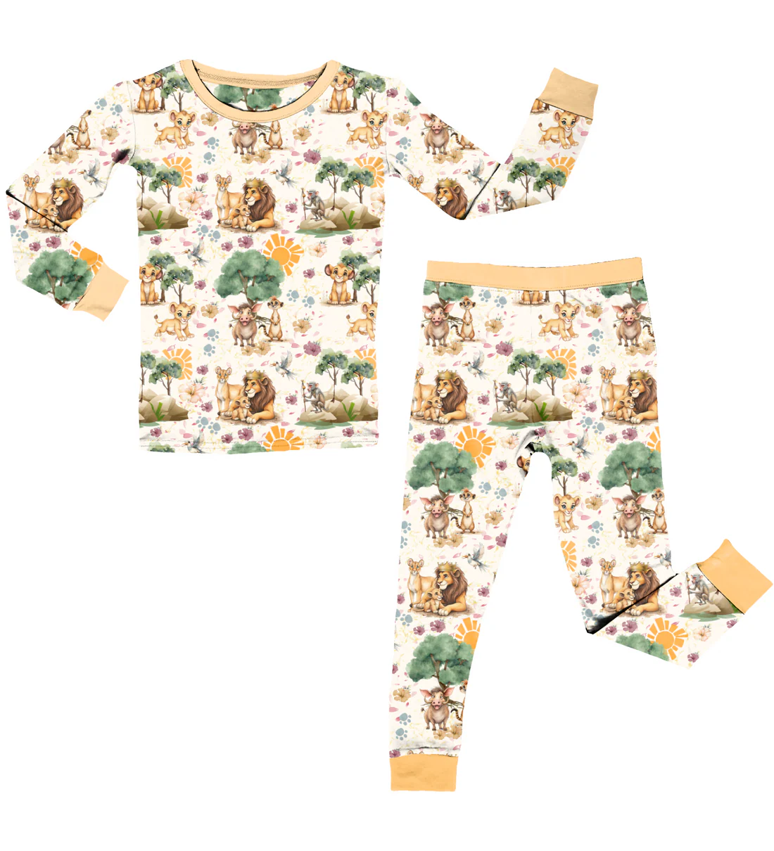 Baby Boys Cartoon Lions Animals Top Pants Pajamas Sets Preorder