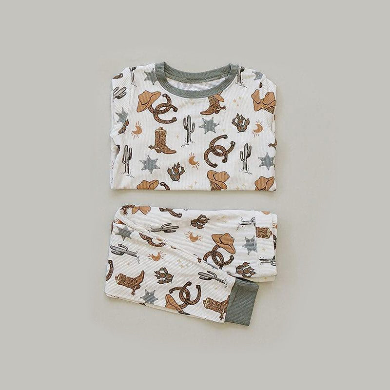 Baby Boys Cactus Boots Hats Top Pants Western Pajamas Sets Preorder