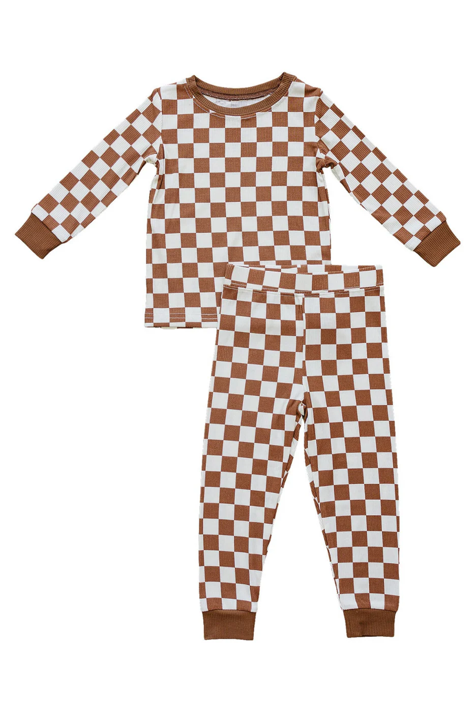 Baby Boys Khaki Checked Top Pants Fall Pajamas Sets Preorder