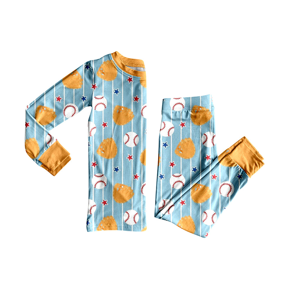 Baby Boys Baseballs Stars Top Pants Team Pajamas Sets Preorder