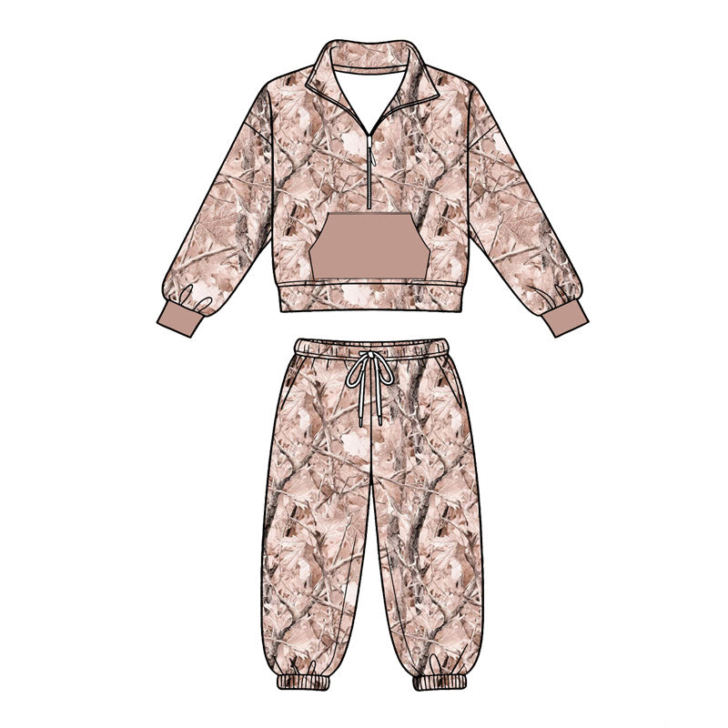 Baby Boys Southern Camo Zip Pocket Pullovers Jogger Pant Clothes Sets Preorder