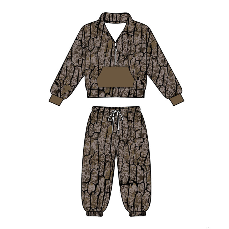 Baby Boys Southern Camo Zip Pocket Pullovers Jogger Pant Clothes Sets Preorder