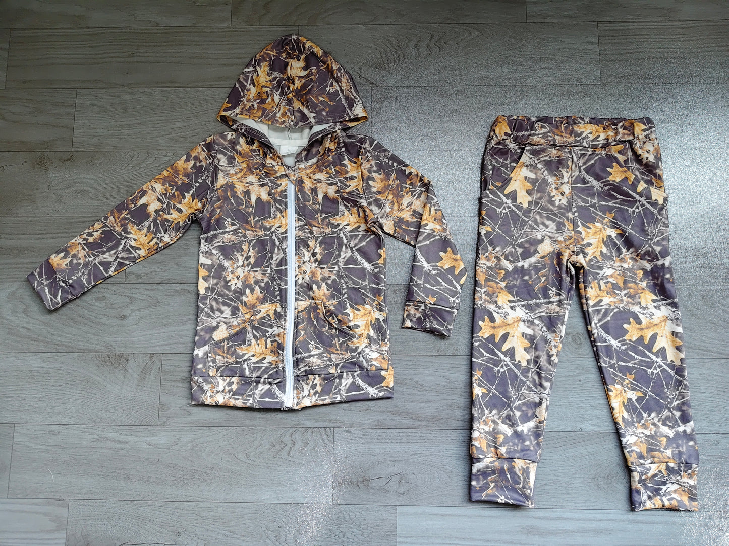 Baby Boys Southern Leaves Camo Pocket Zip Hoodies Jacket Joggers Clothes Sets