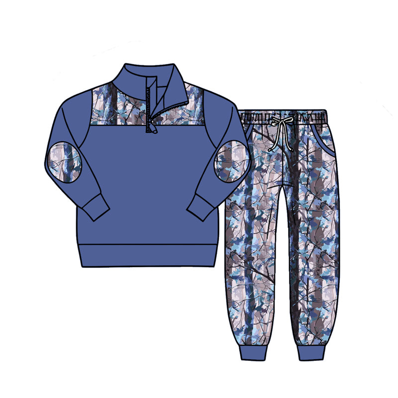 Baby Boys Long Sleeve Camo Zip Pullover Top Pockets Jogger Clothes Sets Preorder
