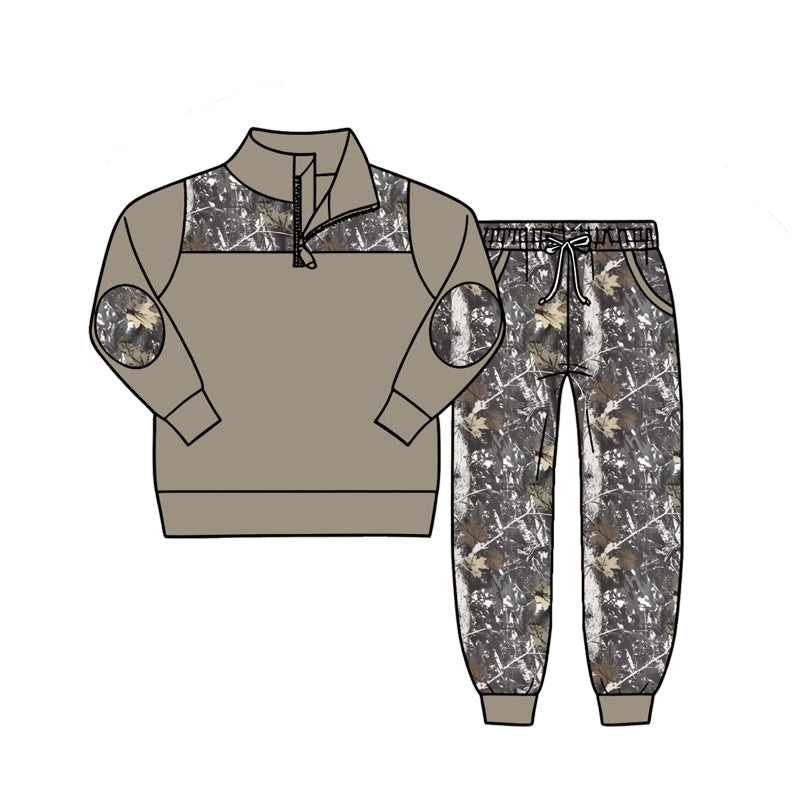 Baby Boys Long Sleeve Camo Zip Pullover Top Pockets Jogger Clothes Sets Preorder(副本)