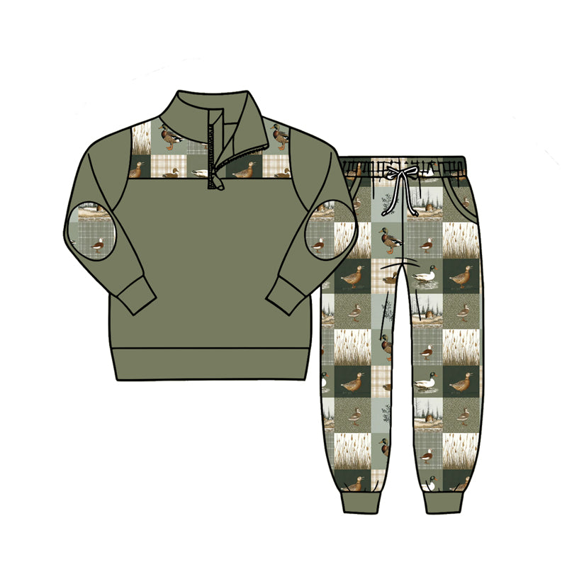 Baby Boys Long Sleeve Zip Pullover Top Ducks Pockets Jogger Hunting Clothes Sets Preorder