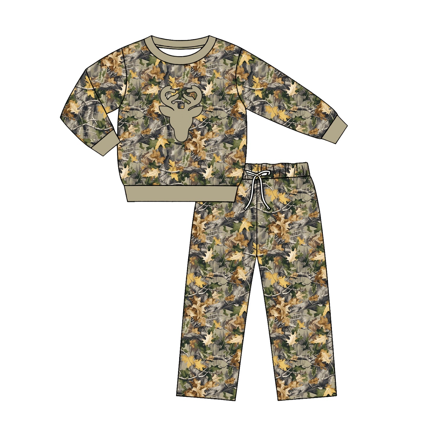 Baby Boys Southern Leaves Camo Deer Top Pant Hunting Clothes Sets Preorder
