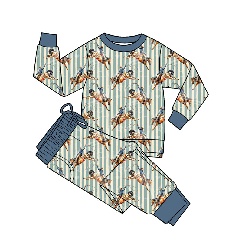 Baby Boys Horse Rodeos Stripe Top Pockets Jogger Western Clothes Sets Preorder