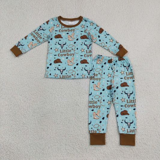 Sibling Baby Boys Little Cowboys Boots Hats Top Pant Western Pajamas Set Zip Rompers