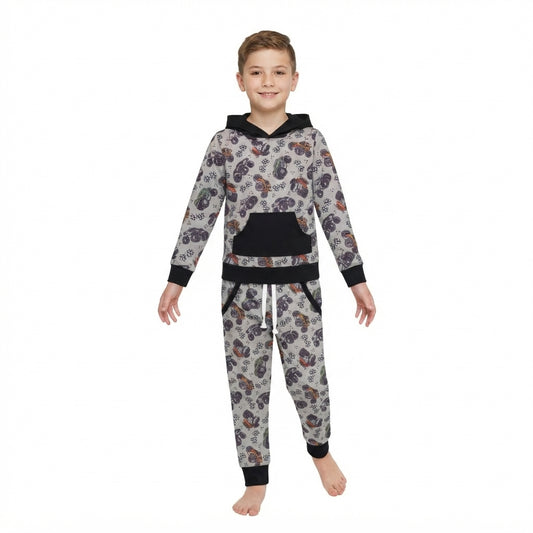 Baby Boys Flags Motors Pocket Hoodie Jogger Pants Clothes Set