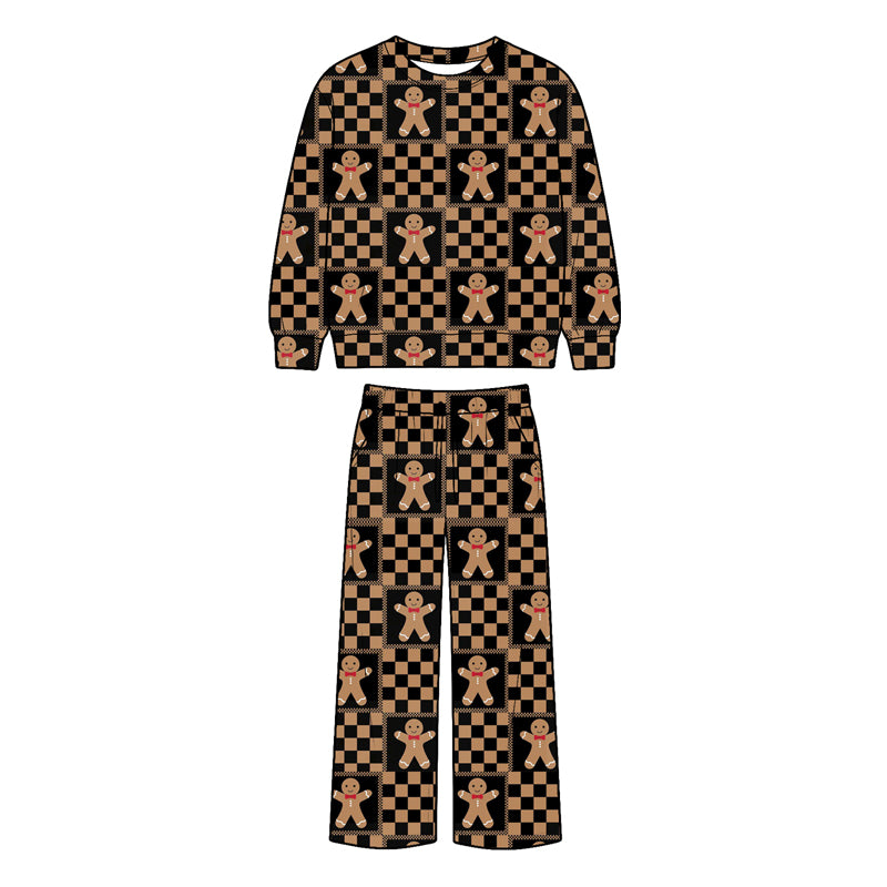 Preorder moq 5 Baby Boys Gingerbread Checked Top Pockets Pants Christmas Clothes Set