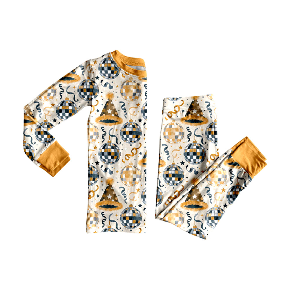 Preorder moq 5 Baby Boys Stars Lights Top Pant Happy New Year Pajamas Sets