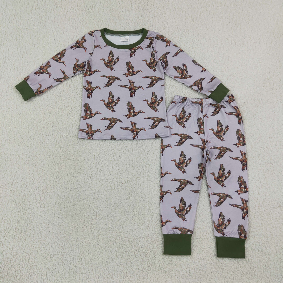 Baby Boys Camo Ducks Plaid Top Pant Hunting Pajamas Set