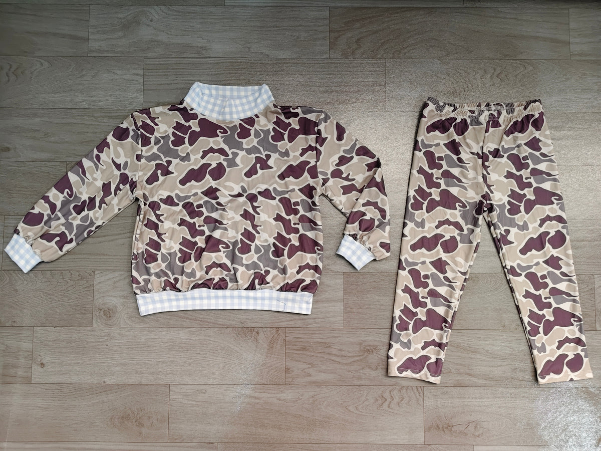 Baby Boys Grey Camo Choker Shirt Top Leggings Pant Clothes Set