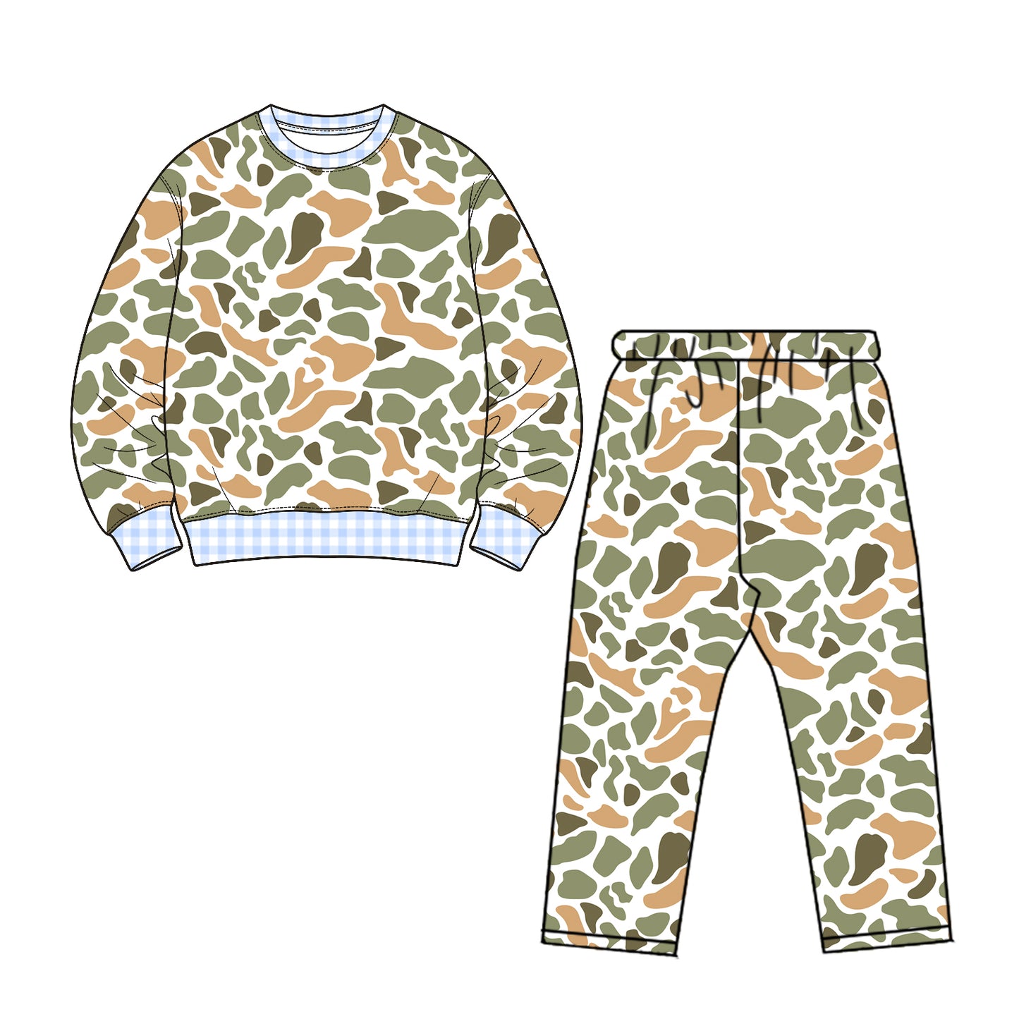 Preorder moq 5 Baby Boys Southern Yellow Camo Top Leggings Pant Clothes Set