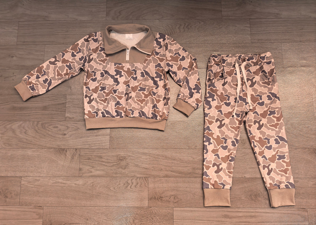 Baby Boys Southern Camo Zip Pullover Pockets Joggers Clothes Set Preorder