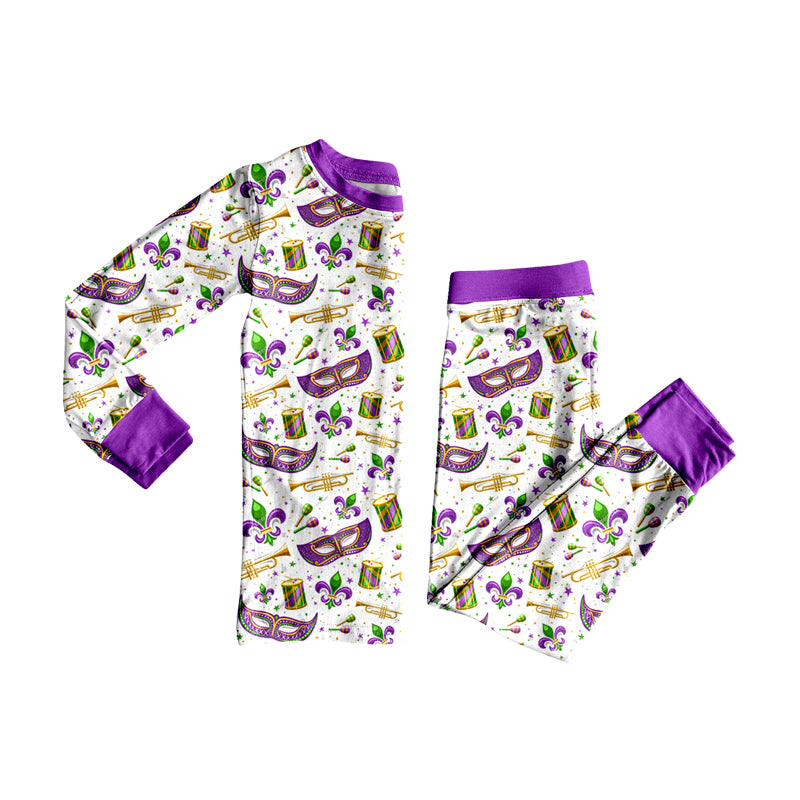 Baby Boys Anchors Masks Top Pant Mardigras Pajamas Set Preorder