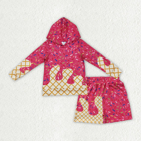 Baby Boys Watermelon Red Sprinkles Drip Hoodie Top Shorts Team Clothes Sets