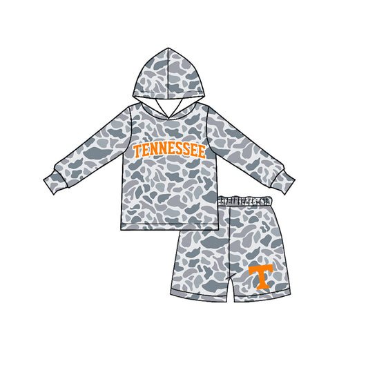 Baby Boys Grey Camo Tennessee Long Sleeve Hoodie Short Team Clothes Set Preorder