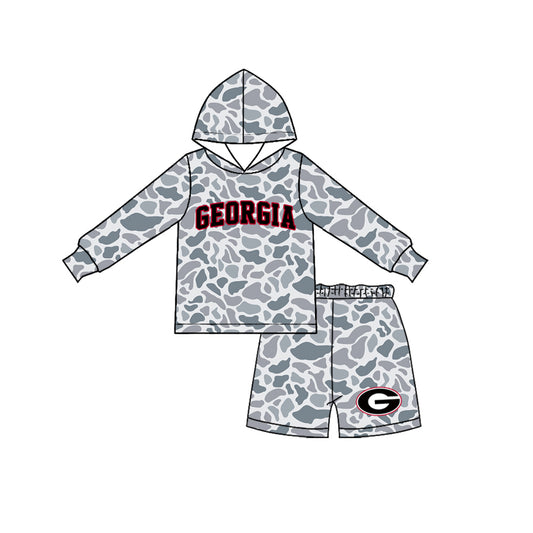 Baby Boys Grey Camo Georgia Long Sleeve Hoodie Short Team Clothes Set Preorder