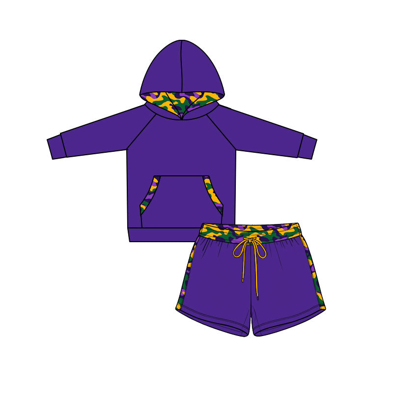 Baby Boys Mardigras Camo Pocket Hoodie Top Pockets Short Clothes Set Preorder