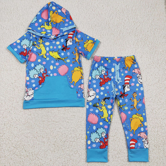 Sibling Baby Boys Cat Dr Reading Top Pants Outfits Clothing Sets