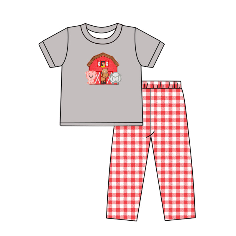 Baby Boys Farm House Short Sleeve Tee Shirt Pants Clothing Sets preorder
