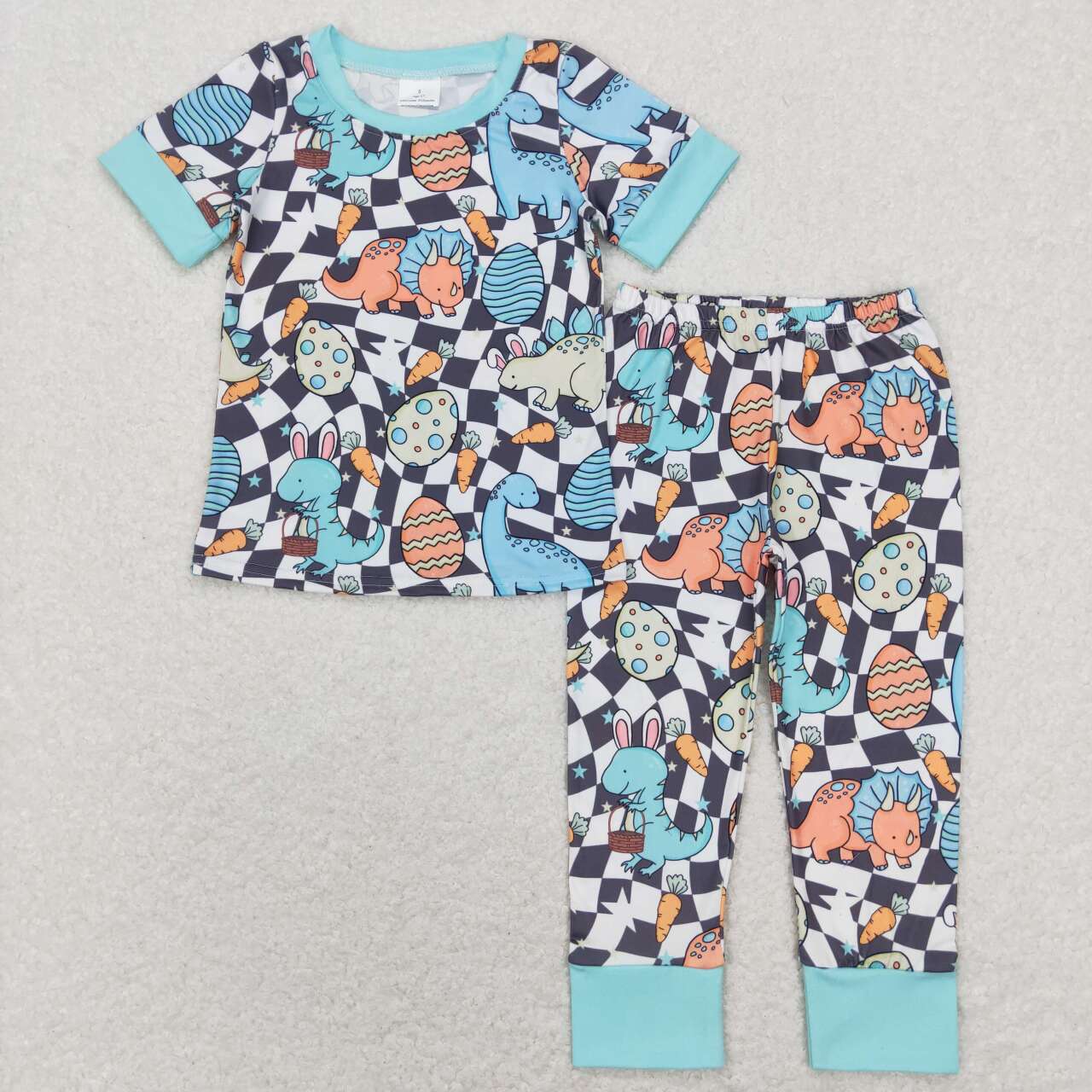 Sibling Boys Baby Girls Easter Dinosaurs Eggs Shirt Pants Pajamas Suits